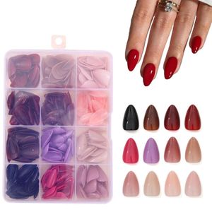 12Packs 288Pcs Almond Press on Nails 12Colors Short Almond Nails Solid Color Nails