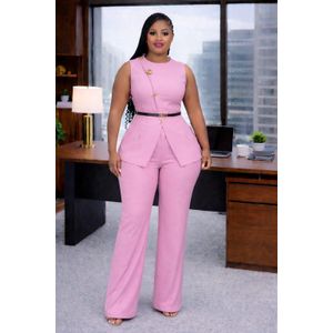 Ladies ClassyTwo-Piece pink Matching Set – Top and Trouser