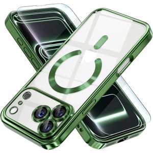 Electroplated Clear MagSafe Case with Camera Lens Protector for iPhone 17 Pro – GREEN