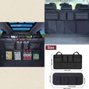 8-Pocket Hanging Car Trunk Organizer - Oxford Backseat Storage Bag - Space Saving Boot Tidy