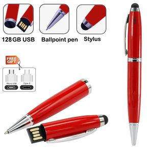 128GB OTG Usb Flash Drive Ballpoint Pen Red