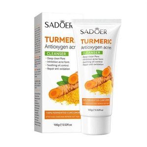 SADOER Turmeric Face Wash Cleanser with  Oil Control,Antioxidant Protection And Soothing Beauty Cleanser Removal Acne Foam Facial Cleanser Skin Care