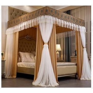 Princess Style 6x6 Canopy Bed Mosquito Net with Stainless Steel Frame for Bedroom- Random Colour Selection