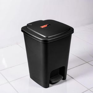 30 Litres Black Hard Plastic Hygienic Disposal Non-Slip Pedal Step Pedal Garbage Waste Dust Bin 