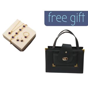 Elegant Women’s 4PCS Jewelry Gift Set (Necklace, Earrings, Bracelet & Ring) with Free Handbag Perfect For: Daily wear Parties & special occasions Weddings & events Birthday, anniversary, and graduation gifts As a bonus comes with FREE Durable  handbag