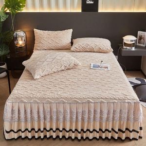 Quality Elegant 6x6 Beige Bedspread Bed skirt Set with 2 Matching Pillowcases