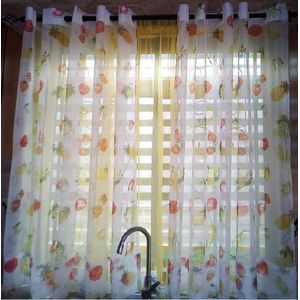 Two panels of kitchen sheer each measuring L 150cm x H 112cm