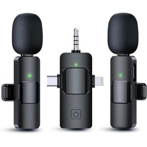 K15 Dual Lavalier Wireless Mic 3-in-1 with Lapel Clip-on for Creators