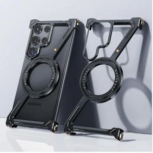 Samsung S25 Ultra Metal Frameless Armor - Sleek Minimalist Case with Kickstand & Drop Protection Phone Cover