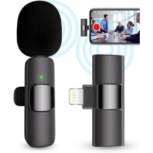 Professional Wireless Microphone for iPhone, iPad, Cordless Lavalier Lapel Omnidirectional Condenser Recording Mic for Video Recording, Live Streaming, Interview Podcast Vlog YouTube Tiktok