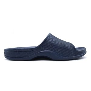 UMOJA Jack – Textured Men’s Slide Sandals with Ribbed Strap and Cushioned Footbed(Navy Blue)
