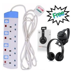 Power King 4 Way Power Extension + P47 Deep Sound Headphones.