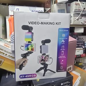 Ay49 RGB Smartphone Vlog Setup Kit RGB Fill Light Mic Tripod Stand for Live Streaming