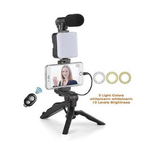 AY49 Compact Microphone & Ring Light Set for High-Quality Live Streaming and Photo Shoots