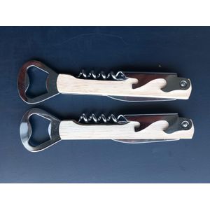 Wooden Bottle Opener 4 in 1, Wine Corkscrew with Foil Cutter
