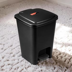 Hands-Free Durable Plastic Multi-Purpose Large Capacity Home Use 30L Black Hard Plastic Step Pedal Waste Garbage Dust Bin