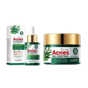SADOER 2in1 Tea Tree Acne Oil Control Face Serum and Tea Tree Acne Oil Control Face Cream For Moisturizing, Repair,Water+ locking and Elastic.