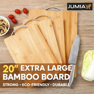 20” Extra Large Bamboo Chopping Board with Handle – Heavy Duty Wooden Cutting Board for Meat, Vegetables & Fruits