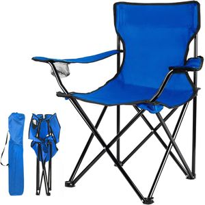 Portable Folding Camping Chair – Durable Outdoor Seat with Arm Rests & Storage Pocket + Carrier Bag
