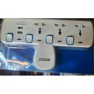 MODI  Extension. 3-Way socket Universal Electric USB Ports Charger.