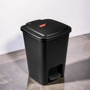 	30 Litres Black Hard Plastic Durable Construction Tight-Fitting Lid Step Pedal Garbage Waste Dust Bin 