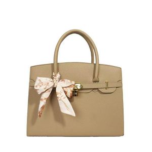 Elegant Women’s Structured Handbag with Scarf & Lock Detail