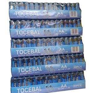 Tocebal  60pcs Double A (AA) Batteries 1.5V Super Heavy Duty for Flashlights, Toys, and Gadgets 