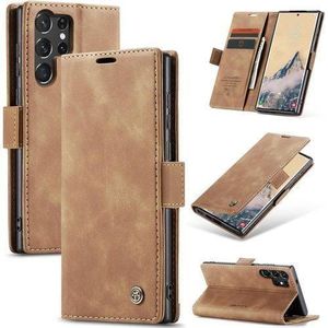 Caseme Retro Wallet Flip Cover for Samsung Galaxy S22 Ultra–Premium PU Leather Kickstand Case with Card Slots