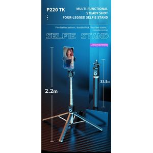 Extended Version 2.2m Selfie Stick Mobile Phone Holder Selfie Stick with Bluetooth Wireless Bluetooth Remote