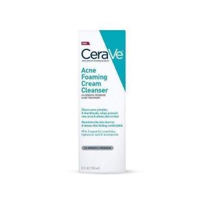 CeraVeé Acne Foaming Cream Cleanser – Benzoyl Peroxide Treatment for Acne & Blackheads,