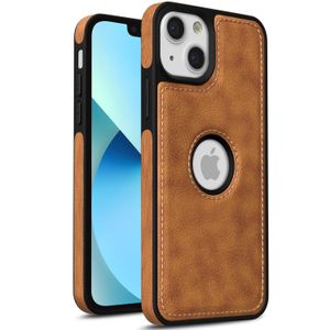 iPhone 14 Plus Phone Case, Brown Full Flexible Classic PU Soft Leather Protective Phone Cover
