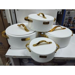 Leatherite 4pcs  Insulated Hotpots Serving Dish Casserole Set Hot Pot Serveware Set Serve or Keep Food Hot or Cold Size 1000/1500/2500 and 3500ml