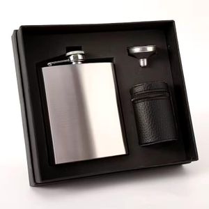 Whiskey Flask Gift Set with 4 Tumblers – Stainless Steel Portable Drinkware Set