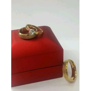 Gold Plated Double wedding ring engagement ring for women with free box