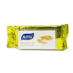 Nuvita  Bravo 'G' Glucose Biscuits 75g Sweet Glucose Biscuits for Instant Energy  Family Favorite Snack