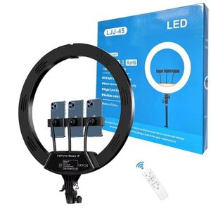 LJJ-45 18-Inch Selfie Ring Light with Adjustable Tripod Stand and Remote Control – Perfect for Portraits & Product Shots
