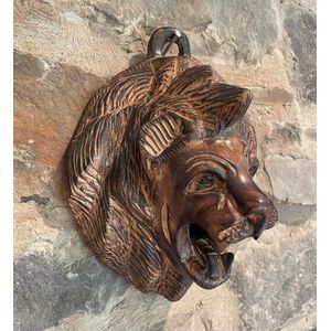 Jacaranda wood lion wall mask for decor ( length 6 inches, width  5 inches , height 8 inches )