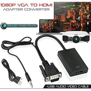 VGA to HDMI Converter with Audio with 3.5mm Audio & USB Power for PC Laptop to Monitor Projector HDTV