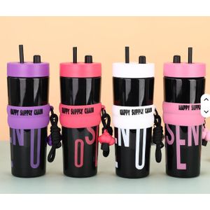 Plastic Cup Lightweight Luxury Portable Direct Drinking Suction Tube High-Temperature Dishwasher Safe Car Cup