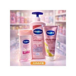 S Body Lotion Vaseline 3 In 1 Brightening Package: Intensive Care Vitamin B3 Body Oil 200ML + Daily Brightening Even Tone Lotion 400ML+ Gluta-Hya Dewy Radiance Serum Burst Lotion