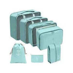 Mint Green 7pcs Luggage Travel Suitcase Organizers