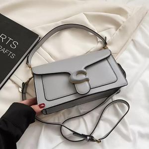 Classic Flap Shoulder Bag for Women – Structured Crossbody Handbag (Grey)