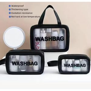 3 Pieces Waterproof Washbag Travel Bag Set Transparent Makeup Toiletry Clear Wash Pouch