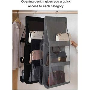 Hanging Purse Handbag Organizer 3 Shelf Purse Bags Storage Holder Foldable Double Non-Woven and Thick PVC Hanging Closet Storage Bag Clothing Accessories Storage Holder