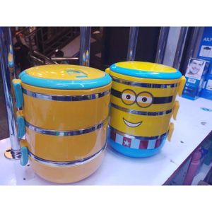 Minion Cartoon Thermal Lunchbox 3-Layer,4- Layer Insulated Kids Bento Box for School, Office, Picnic, Durable Leak-Proof Food Container with Cute Minions Design and Easy Carry Handle