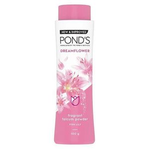 Pond's Dreamflower, Pink Lily Fragrant Talcum Powder for Long-lasting Fragrance, with Vitamin B3, Glowing Skin, For Men & Women.