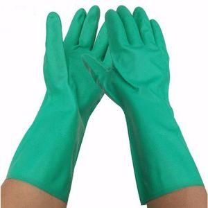 Heavy Duty Nitrile Reusable Green Gloves