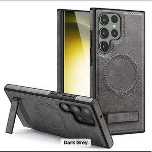 Leather case for Samsung S26 ultra which supports wireless charging and has a  kickstand