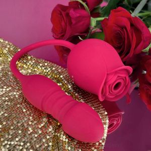 Double Head Rose Vibrator Vagina Nipple Sucking Vibrator Thrusting Clitoris Stimulator Sucker Sex Toys for Adults