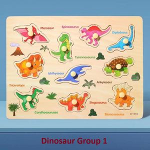 Montessori Colorful Wooden Dinosaur Puzzle Board – Early Learning Adventure for Growing Minds - Set 2